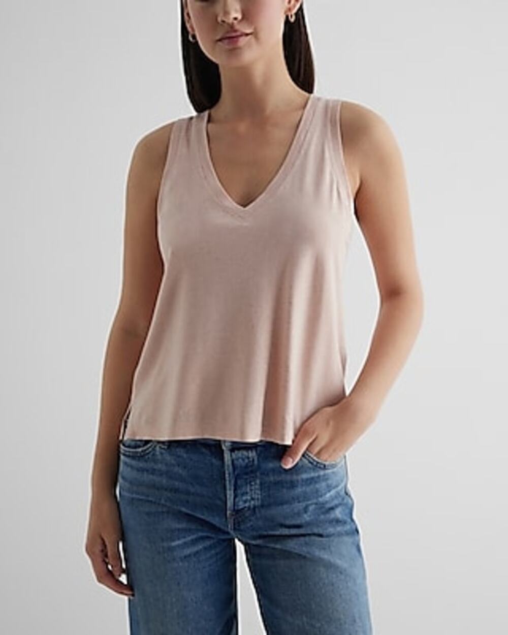 Express Pink Sleeveless V-Neck Lightweight Tank Top Women's Size XS